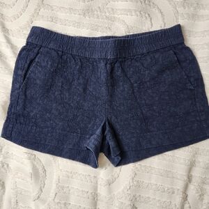 J. Crew Womens Embossed Navy Blue Shorts With Stretch Waist Size 6